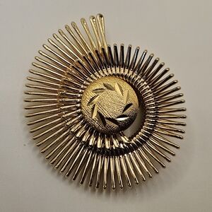 Vintage Western Germany Scarf Clip Gold Tone Sunburst Atomic Mid Century 1950s
